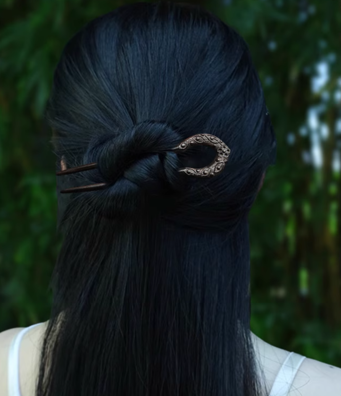 Black Sandalwood Flower Pattern Wooden Hairpin