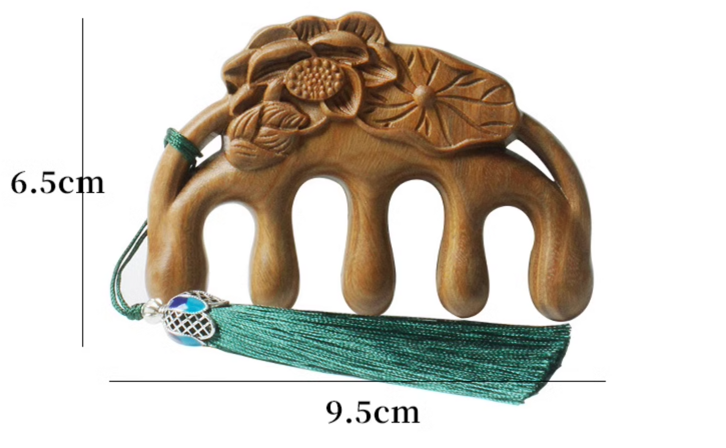 Handmade Green Sandalwood Gua Sha Comb: Scalp Massage with Engravings